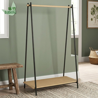 Porte-vêtements écologique en panneau, support de vêtements autoportant avec étagère de rangement inférieure pour chambre et entrée