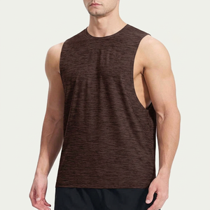 Débardeur sans manches gris pour homme, col rond, séchage rapide, tricoté, uni, décontracté, pour l'entraînement - Product Image 2