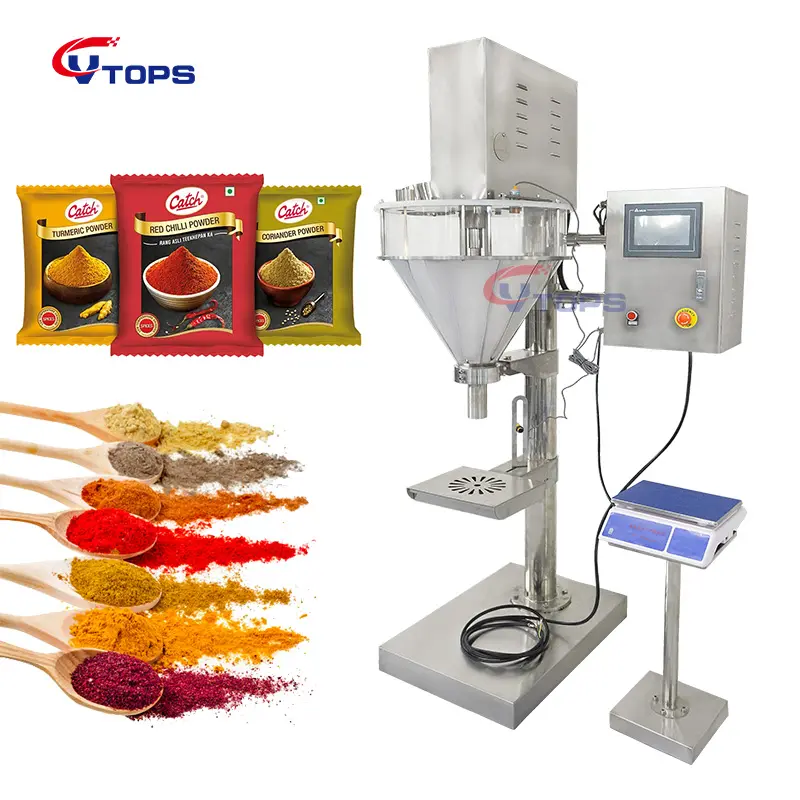 Semi Automatic Nutrition Protein Bag Filling Machine Spicy Chilli Powder Screw Auger Dispenser Bakery Flour Bagger Load Cell