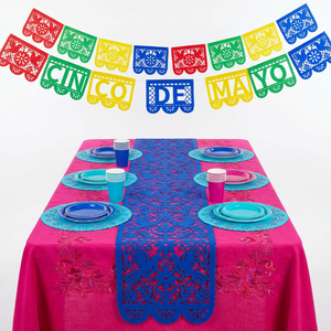 Kit de Decoración para Fiesta Mexicana, Decoraciones para el Cinco de Mayo, Mantel, Placemat, Plato de Papel, Vaso y Pancarta Recortada para Eventos Temáticos - Product Image 1