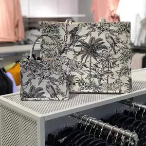 Individuelle große Kapazität Jacquard Stickerei Leinwand-Tote Einkaufstasche Baumwollhandtasche