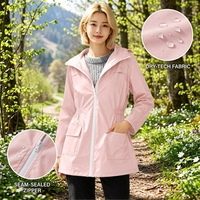 Veste softshell légère à capuche pour femme AQTQ, imperméable et coupe-vent, avec fermeture éclair, idéale pour la randonnée