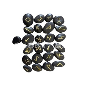 Pierres runiques Terry, 25 pièces, en pierre, faites à la main, pour bricolage, fournitures artisanales de runes vikings - Product Image 2