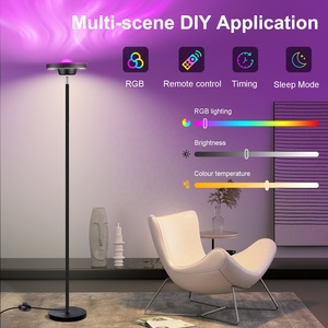 RGB+WW Ripple Projector Dimmable <strong>Tall</strong> Standing <strong>Lamp</strong> Remote Controlled LED Modern Floor <strong>Lamp</strong> for <strong>Living</strong> <strong>Room</strong> Bedroom - Product Image 4