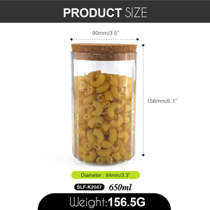 Frasco de Almacenamiento de Alimentos Transparente de 650 ml, Estilo Moderno, con Tapa de Corcho, Apilable, Organizador de Cereales, Recipiente de Plástico - Product Image 2