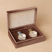 Coffret Cadeau Carré Personnalisé en Velours Bleu pour Parfum et Huiles Essentielles, Boîte de Rangement Vide pour le Ramadan avec Insert