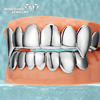 Nouveauté : Grillz Hip Hop pour Hommes, Conception Personnalisée, en Or 10K 14K 18K, Argent Sterling 925, Plaqué Rhodium, avec Dents Entièrement Polies Effet Vampire