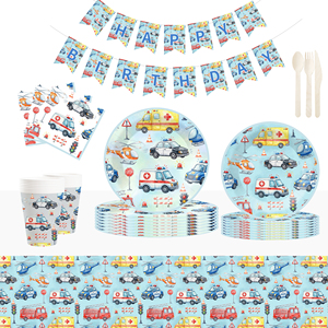 DAMAI Artículos para Fiestas Infantiles, Vajilla con Temática de Coche de Policía, Incluye Platos de Papel, Vasos y Servilletas, para 8 Personas - Product Image 3