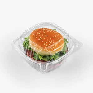 Herstellerlieferung 6" 8"9" Kunststoff-Clamshell-Desserttboxen mit Deckel zum Mitnehmen-Einkaufskaffe für Hamburger-Sandwichs