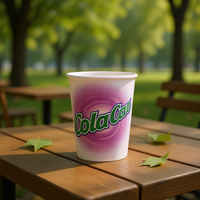 Gobelet en papier jetable biodégradable et compostable Cola Cao Classic 12 Oz (350ml) avec couvercle à rabat motif feuillage pour emporter