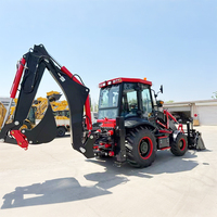 Pengiriman Gratis Backhoe Loader 4x4 Mini Pertanian EPA Backhoe Loader Diesel Hidrolik Traktor Backhoe Loader yang Dapat Ditarik