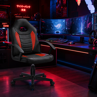 Chaise de bureau gaming moderne en cuir PU, réglage de hauteur 12 cm, accoudoirs incurvés fixes, pour la maison, le bureau et l'étude