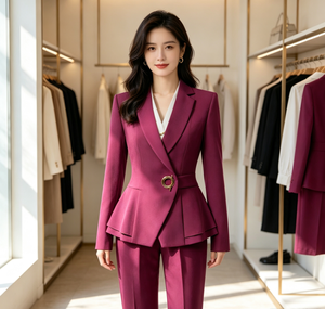 Conjunto Feminino de Inverno <span class=keywords><strong>Formal</strong></span> de 2 Peças: Blazer e Calça com Botões Decorativos, 100% Poliéster, Antirrugas, Gola Entalhada, 200gsm - Product Image 4
