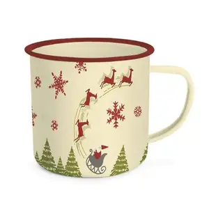 Neuheit Gute Qualität Weihnachten Benutzer definierte Schneeflocke Design Pravite Logo Edelstahl Metall Emaille Cafe Wasser becher für Geschenke