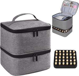 Échantillon gratuit : Trousse de rangement double couche pour vernis à ongles, avec séparateurs amovibles, pour outils de manucure et cosmétiques de voyage - Product Image 1