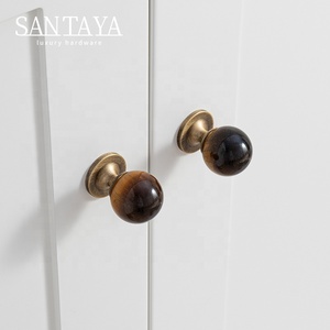 Santaya实心黄铜水晶拉手厨房橱柜拉手天然石材拉手衣柜梳妆台抽屉旋钮家具小旋钮 - Product Image 4