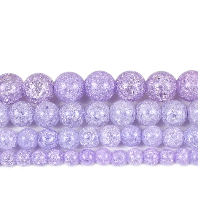 Perles de cristal violet craquelées 6/8/10/12mm, perles d'espacement rondes pour la fabrication de bijoux, bricolage, Bracelet, collier, accessoires cadeaux