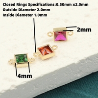 Nouveauté 2025 Connecteurs de breloques et pendentifs en zircon carré plaqué or S925, pierre de naissance du 12ème mois, pour colliers et bracelets