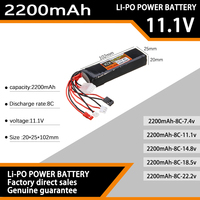 Batería de litio de avión personalizada 2200mAh 11,1 V 8C RC modelo de avión de control remoto modelo de coche modelo de barco celda Lipo