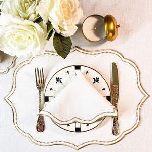 Handmade Custom Size Organic <b>Linen</b> Placemat Scallop Embroidered Wedding <b>Table</b> <b>Cloth</b> Napkin Canvas Cotton <b>Linen</b> - Product Image 4