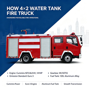 Camión de <span class=keywords><strong>Bomberos</strong></span> HOWO 4CBM RHD con Motor Diésel Cummins ISF3.8 de 141HP, Tracción 4x2, Bomba CB10/30, Monitor de Agua PS30, Carrocería de 7000mm, Aire Acondicionado y Servofreno - Product Image 1