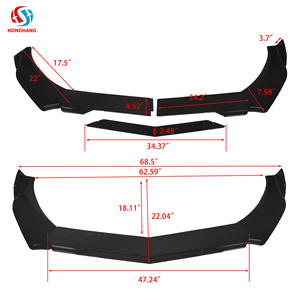 Precio barato de fábrica de Honghang, repuestos para automóviles, 5 etapas, negro + rojo, parachoques delantero de fibra de carbono universal, modificación de labio, Coche - Product Image 1