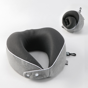 Portable Roll-up Travel Pillow U-Shaped <b>Memory</b> <b>Foam</b> Neck Pillow with Clip for Airplane Trip Compact Support <b>Cushion</b> - Product Image 4
