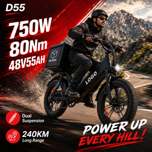 Bicicleta Eléctrica de Carga D55, 48V55Ah, Alta Velocidad, 750W, Neumático Grueso de 20 Pulgadas, Velocidad Máxima de 28 mph, Bicicleta Eléctrica de Reparto Todoterreno - Product Image 1