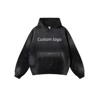 Sweat à capuche délavé imprimé style urbain, dégradé décontracté, design vintage, impression numérique 3D, coupe oversize, respirant, logo personnalisé