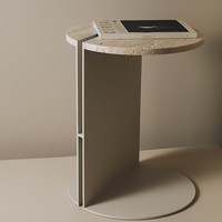 Table basse moderne de style nordique pierre naturelle travertin dessus en marbre noir meubles de salon table d'appoint en métal et fer