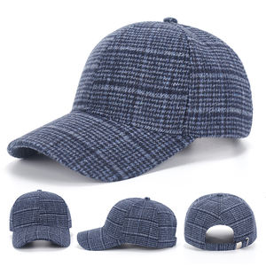 Vente en gros de casquette de baseball unisexe personnalisée 6 panneaux casquette de sport d'hiver à la mode noir bleu 100% polyester couvre-chef réglable soleil - Product Image 2