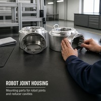 Composants de robot usinés sur commande par CNC 5 axes, boîtier de joint de robot en alliage d'aluminium pour bras robotique industriel