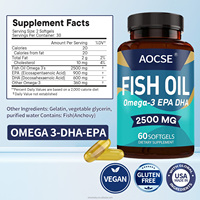 Capsules de Gel Doux d'Huile de Poisson Naturelle de Haute Qualité 2500mg & Oméga-3 Personnalisées en Usine OEM avec EPA DHA pour la Santé Cérébrale et Cardiaque des Adultes