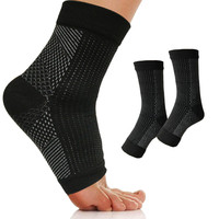 Chaussettes de Compression Manches Femmes Hommes Cheville orthèse Cuivre Nylon Demi Bout Ouvert Cheville Soutien Cheville Manches Chaussettes