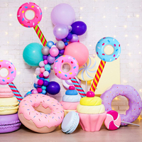 Jouets gonflables en PVC épais pour enfants de la marque Skywin, en forme de beignet et de sucette, 33 pouces, thème bonbons, accessoires de fête d'anniversaire pour piscine, pliables, faciles à ranger