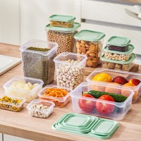 Vente chaude Ensemble de 17 pièces Boîte de rangement pour fruits en plastique Transparente avec couvercle Scellé pour réfrigérateur