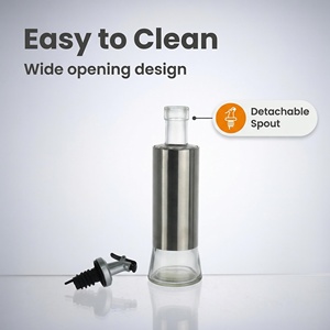 Bouteille à huile en verre <span class=keywords><strong>de</strong></span> haute qualité avec bec verseur en acier inoxydable pour huile d'olive, <span class=keywords><strong>vinaigre</strong></span>, sauce soja - Product Image 3