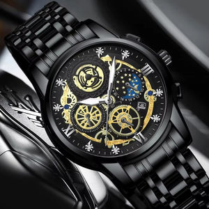 Montre-bracelet à quartz pour homme, design personnalisé tendance, bracelet en acier inoxydable, décontractée, lumineuse, étanche, avec date, pour affaires - Product Image 5