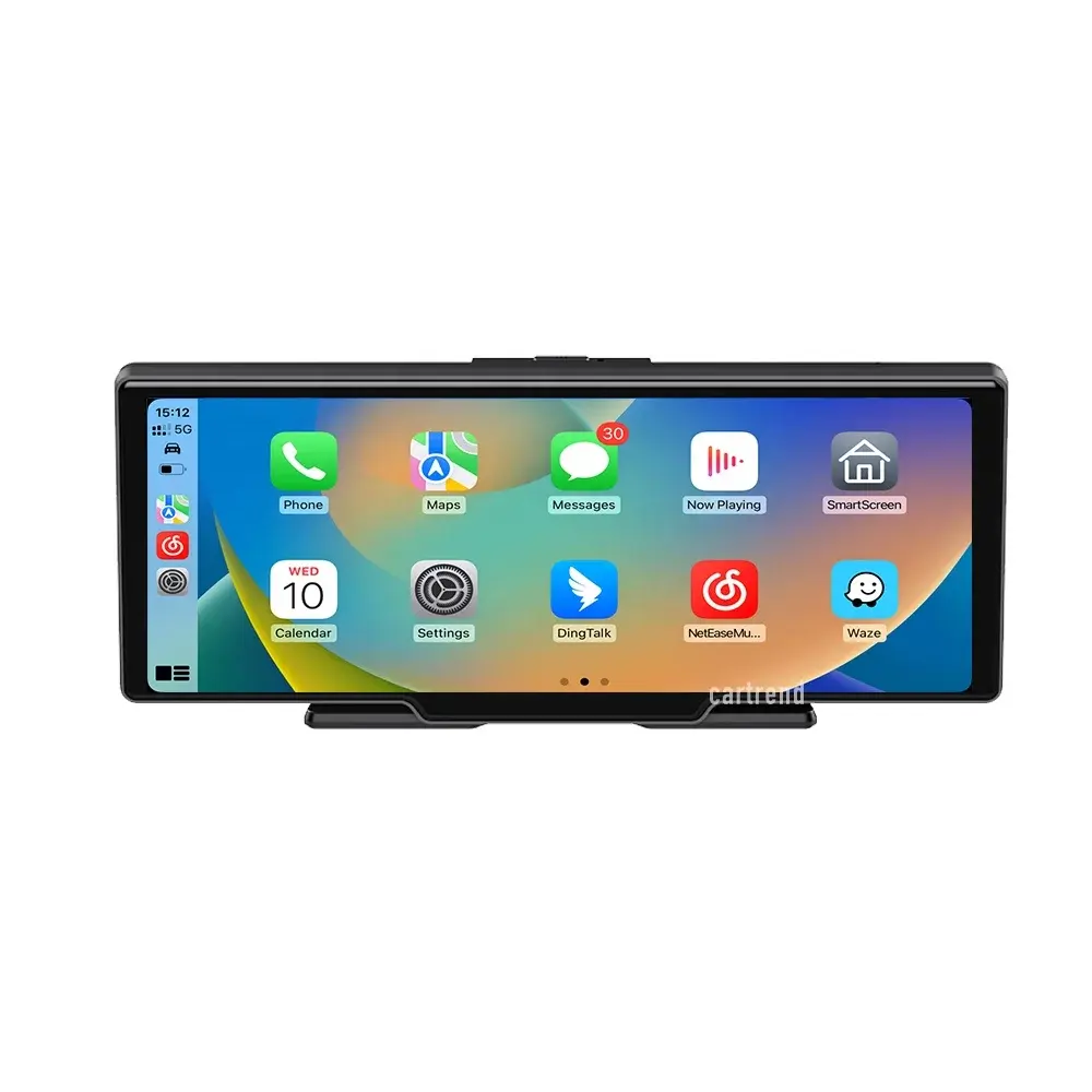 Monitor mobil Android 10.26 "IPS, Monitor mobil portabel, layar CarPlay nirkabel, tampilan mobil Multimedia Universal, Stereo mobil