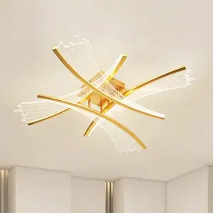 Moderne LED-Kronleuchter goldene Farbe Acryl moderne Luxus-Deckenlampe