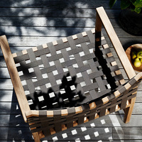 Fauteuil à bascule d'extérieur moderne en bois de teck, tressé en corde, imperméable, pour terrasse