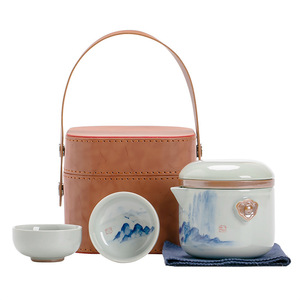 <b>Ceramic</b> Travel <b>Tea</b> Set 3 Pieces Lightweight Portable Kung Fu <b>Tea</b> Brewing <b>Pot</b> With Cup For Outdoor Use - Product Image 5