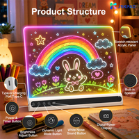 Vente Flash : Tableau de Dessin LED en Acrylique Effaçable, Rechargeable, avec 14 Modes d'Éclairage RGB et Bruit Blanc – Vente Directe Usine