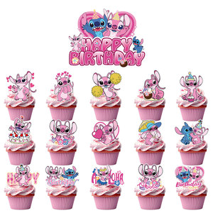 Venta caliente Pink Stitch <span class=keywords><strong>Lilo</strong></span> personaje de dibujos animados papel Banner bandera taza pastel <span class=keywords><strong>Topper</strong></span> juegos de globos de látex para fiesta de feliz cumpleaños - Product Image 5