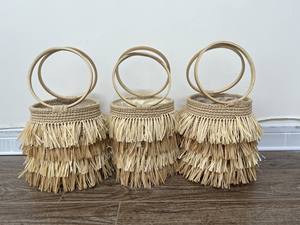 Bolso de Rafia con Flecos, Cesta de Playa de Paja con Flecos - Product Image 3