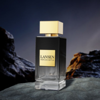 Flacon de parfum vide de luxe en verre de 100 ml avec bouchon, flacons de Cologne rectangulaires personnalisés givrés or et noir avec boîte