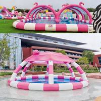 Piscine gonflable de dessin animé avec auvent solaire, grande piscine gonflable extérieure pour équipement de jeux aquatiques de parc d'attractions