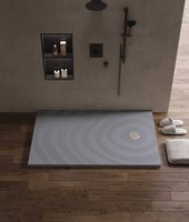 Base de douche antidérapante à motif ondulé blanc, surface solide, drain central, tailles et couleurs personnalisées, pour salle de bain et hôtel, commande en gros