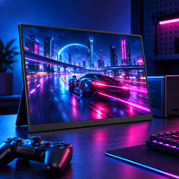 Écran portable USB C FHD IPS de 23,8 pouces pour configuration de jeu de course sur ordinateur de bureau, moniteur de jeu