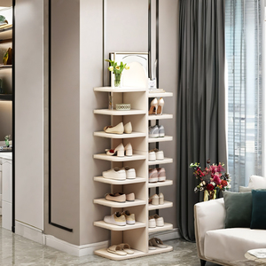 Zapatero de Madera Maciza de Diseño Moderno, Multicapa, Ajustable, Ahorra Espacio, Mueble de Almacenamiento para Hogar u Oficina, con Puerta Metálica - Product Image 3